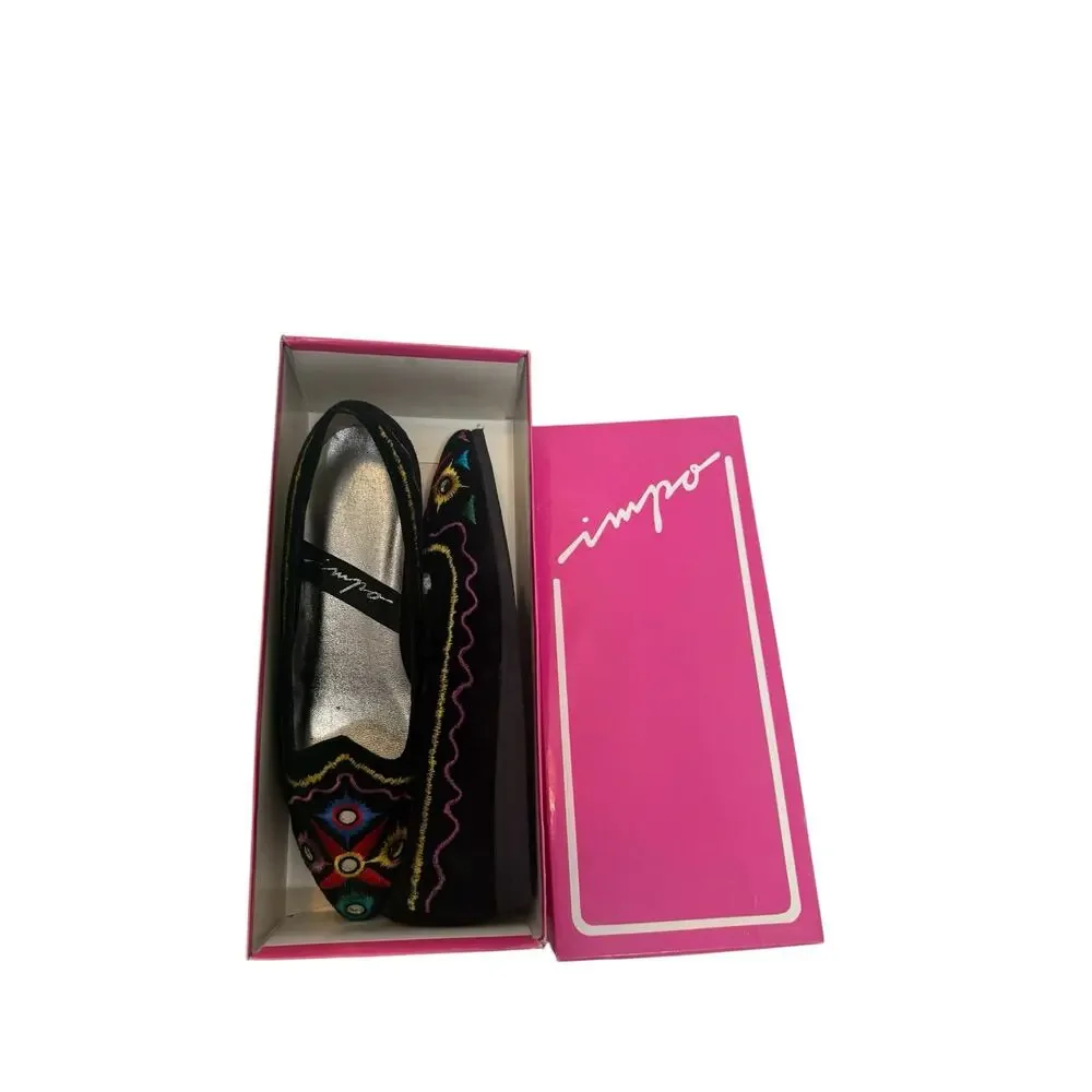 NIB Vintage 1990s Embroidered Impo Boho Festival Ballet Flats 7.5